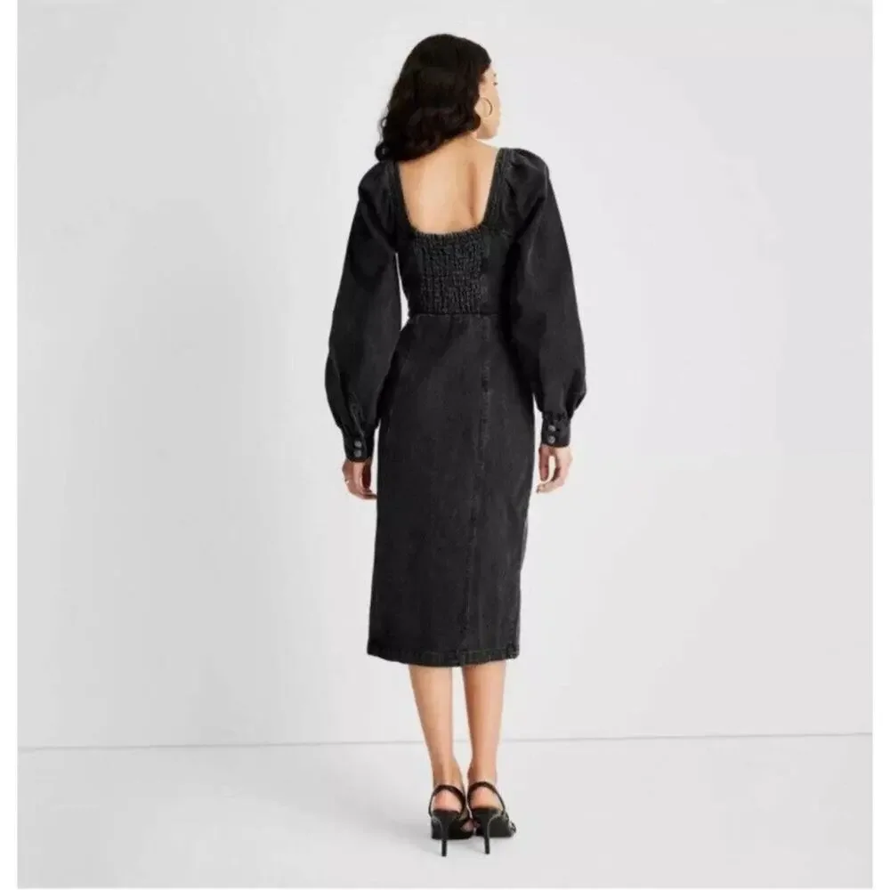 Elegant Black Midi Dress - Picture 3 of 9